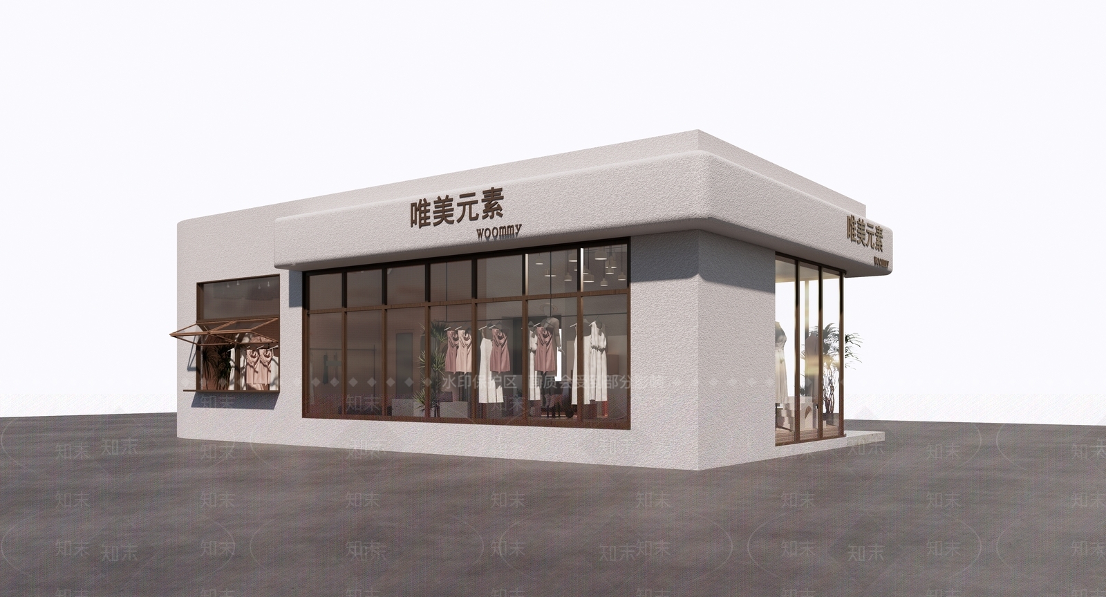 奶油现代服装店SU模型下载【ID:1203454616】