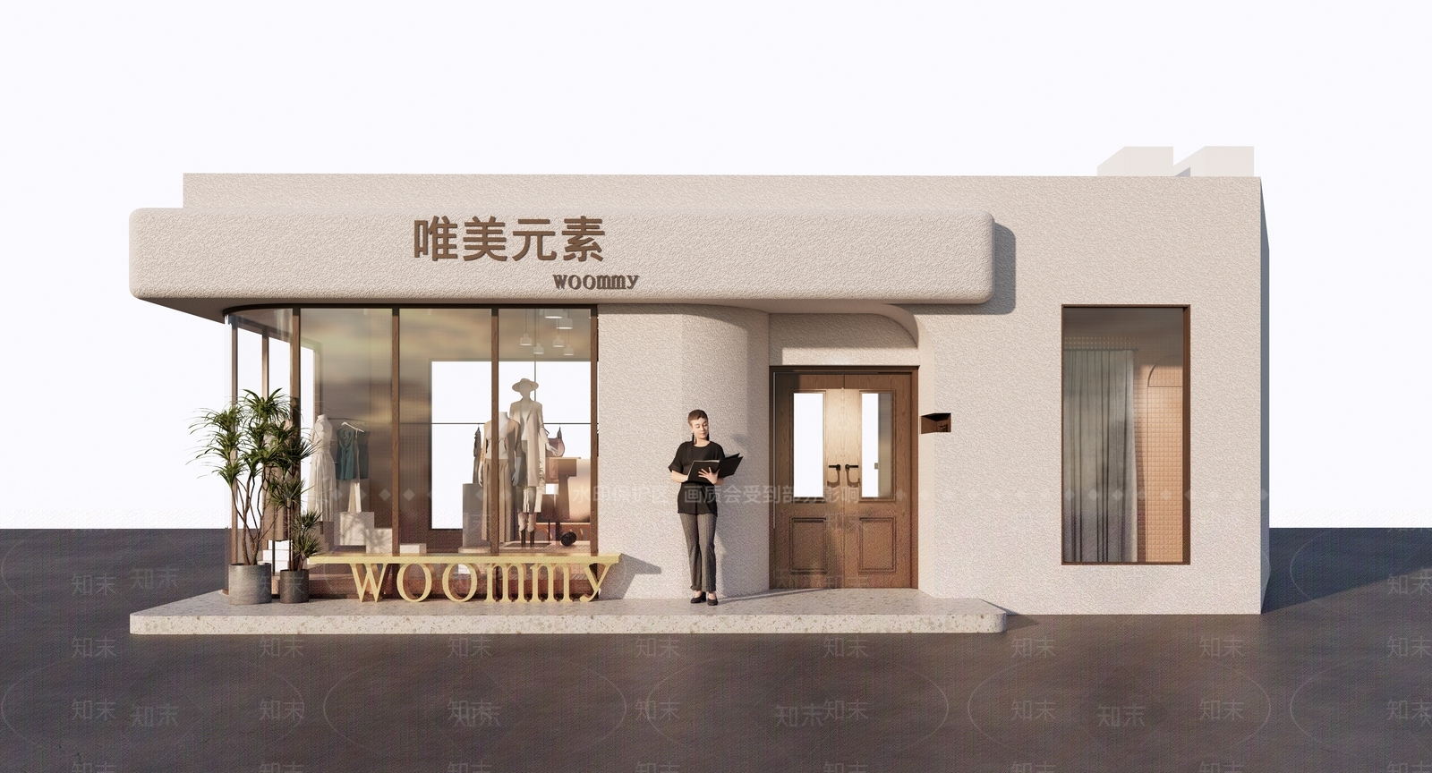 奶油现代服装店SU模型下载【ID:1203454616】