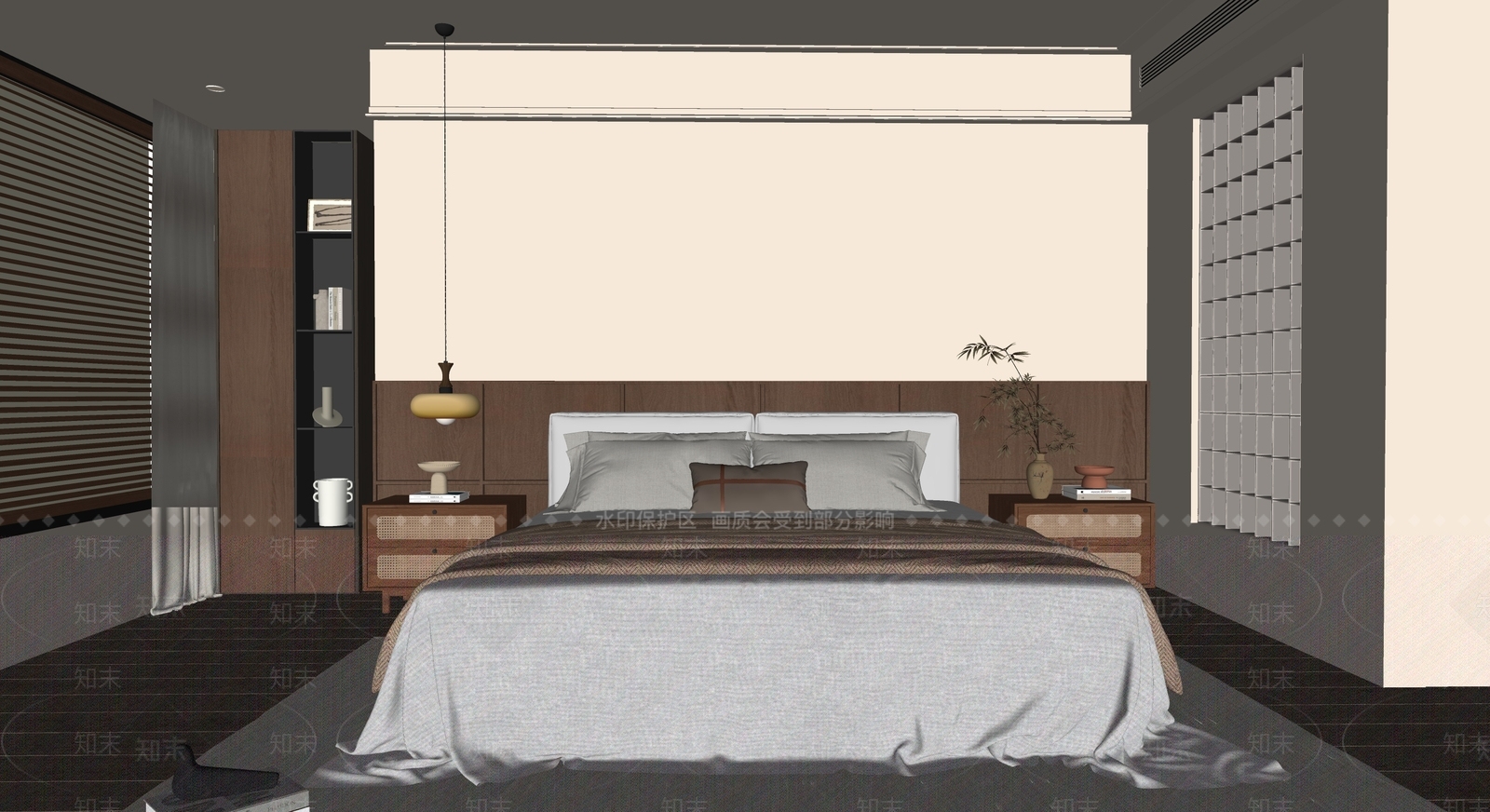 现代中古家居卧室SU模型下载【ID:1203456655】