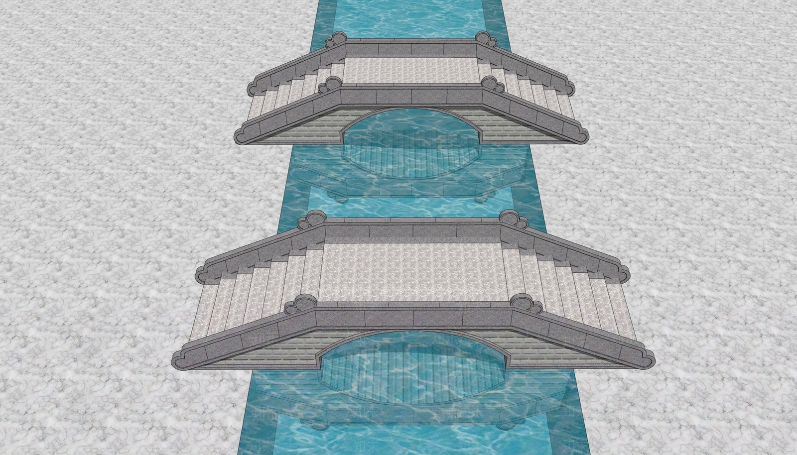 中式滨水景观SU模型下载【ID:1203456633】