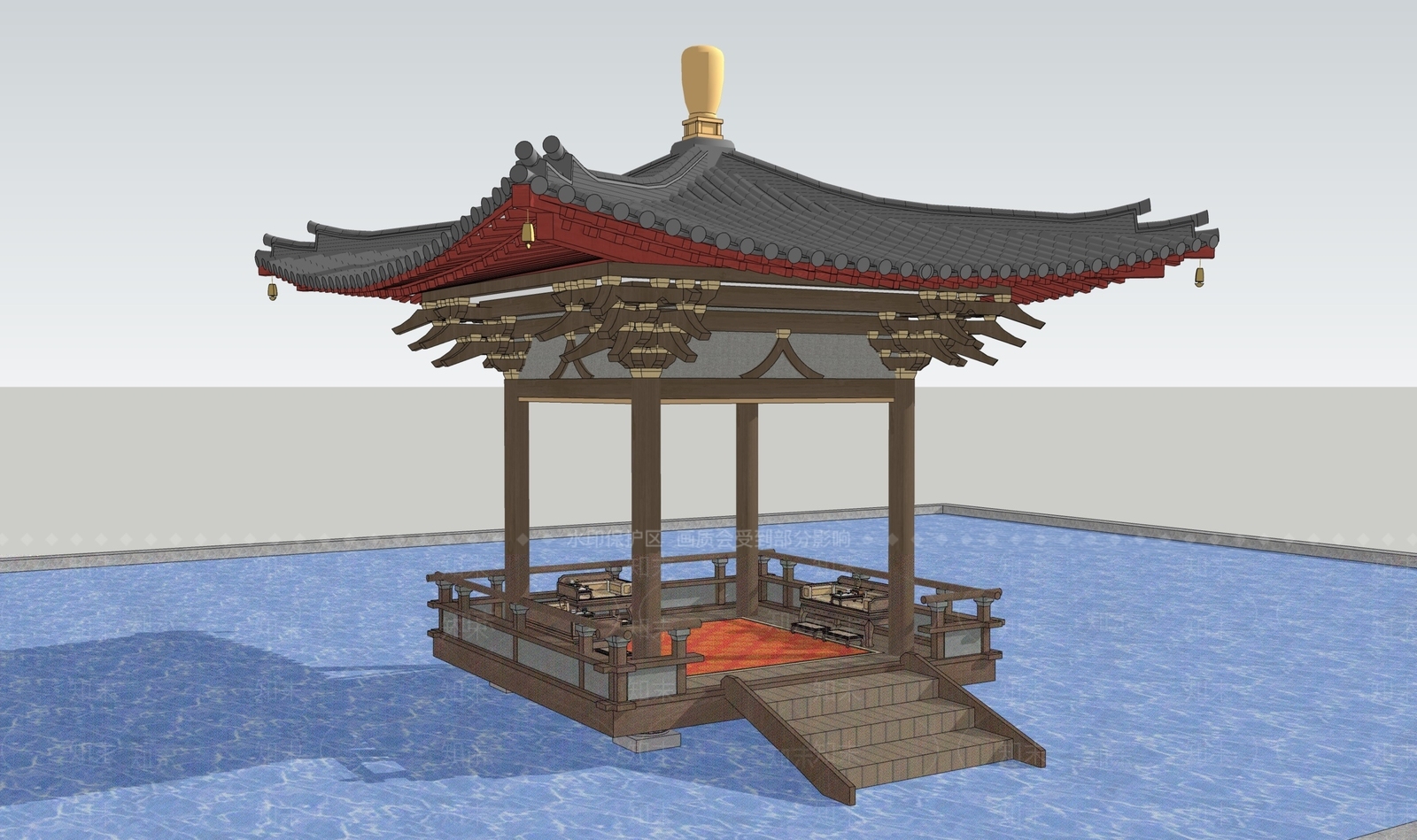 中式亭子SU模型下载【ID:1203456667】