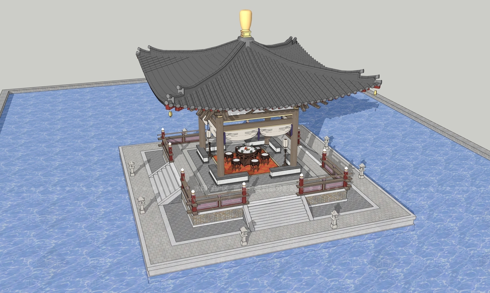 中式亭子SU模型下载【ID:1203456619】