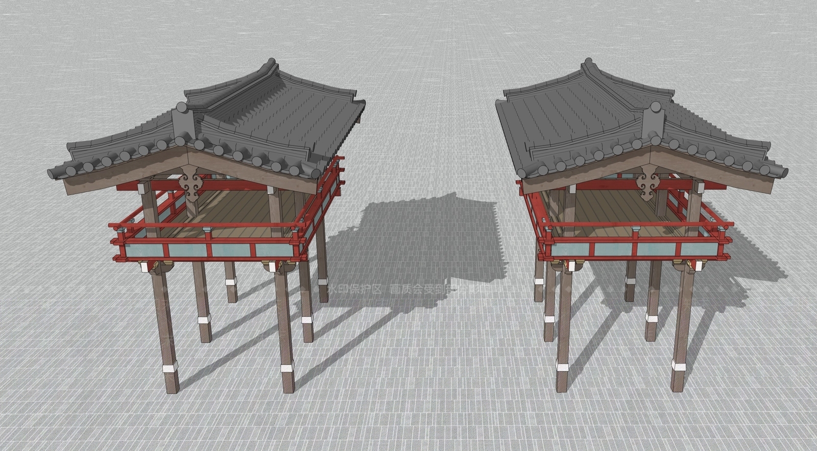 中式古建筑SU模型下载【ID:1203456724】