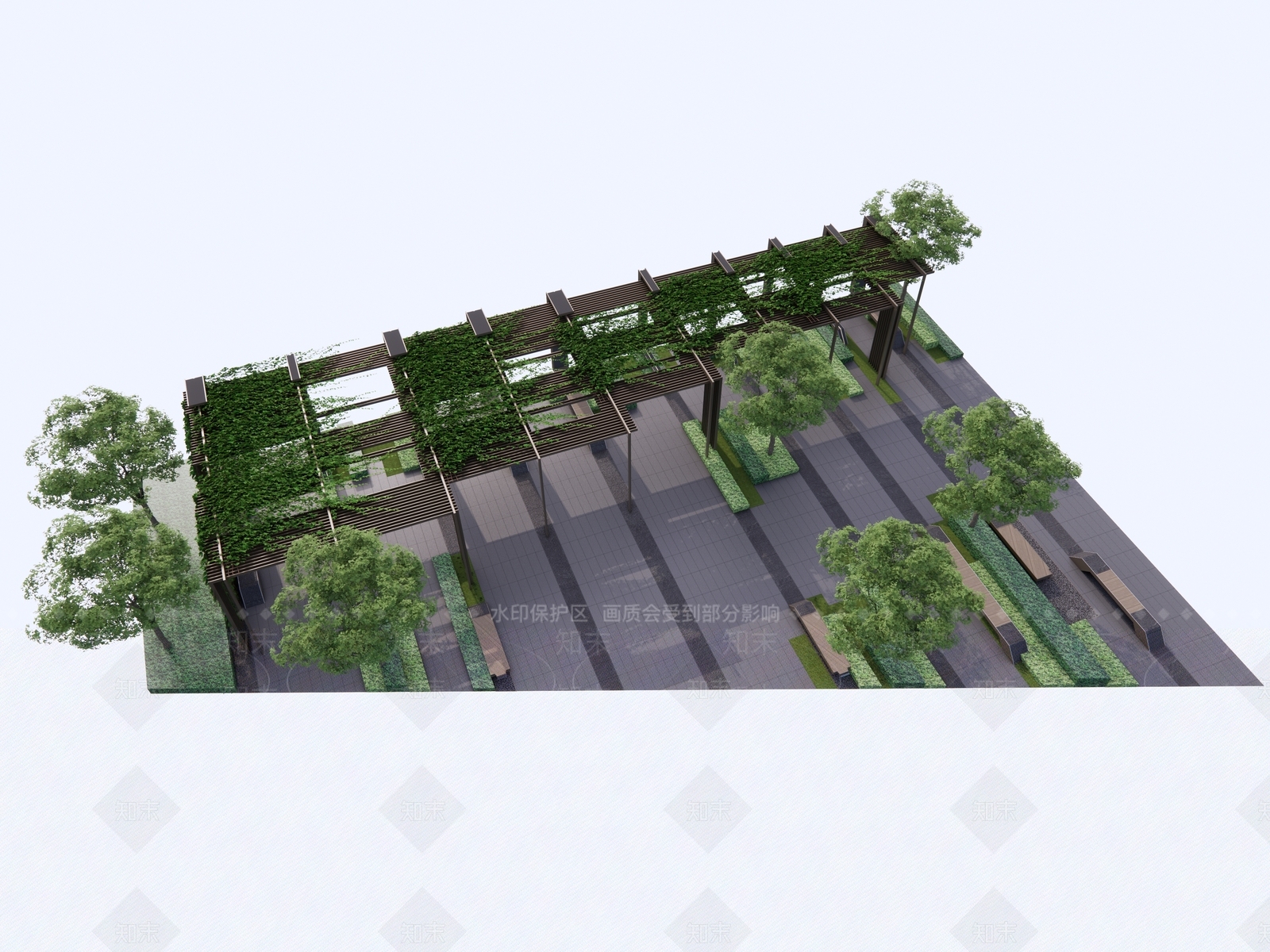 现代廊架SU模型下载【ID:1203458792】