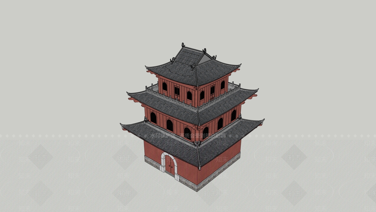 中式小公建SU模型下载【ID:1203458969】