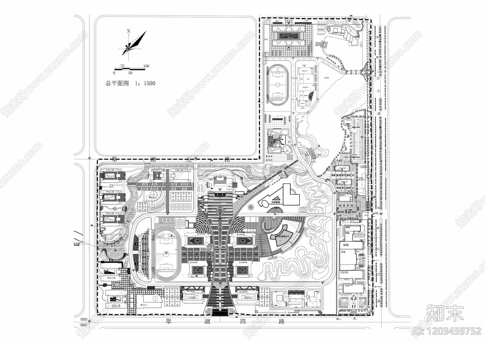 现代学校建筑施工图下载【ID:1203459752】