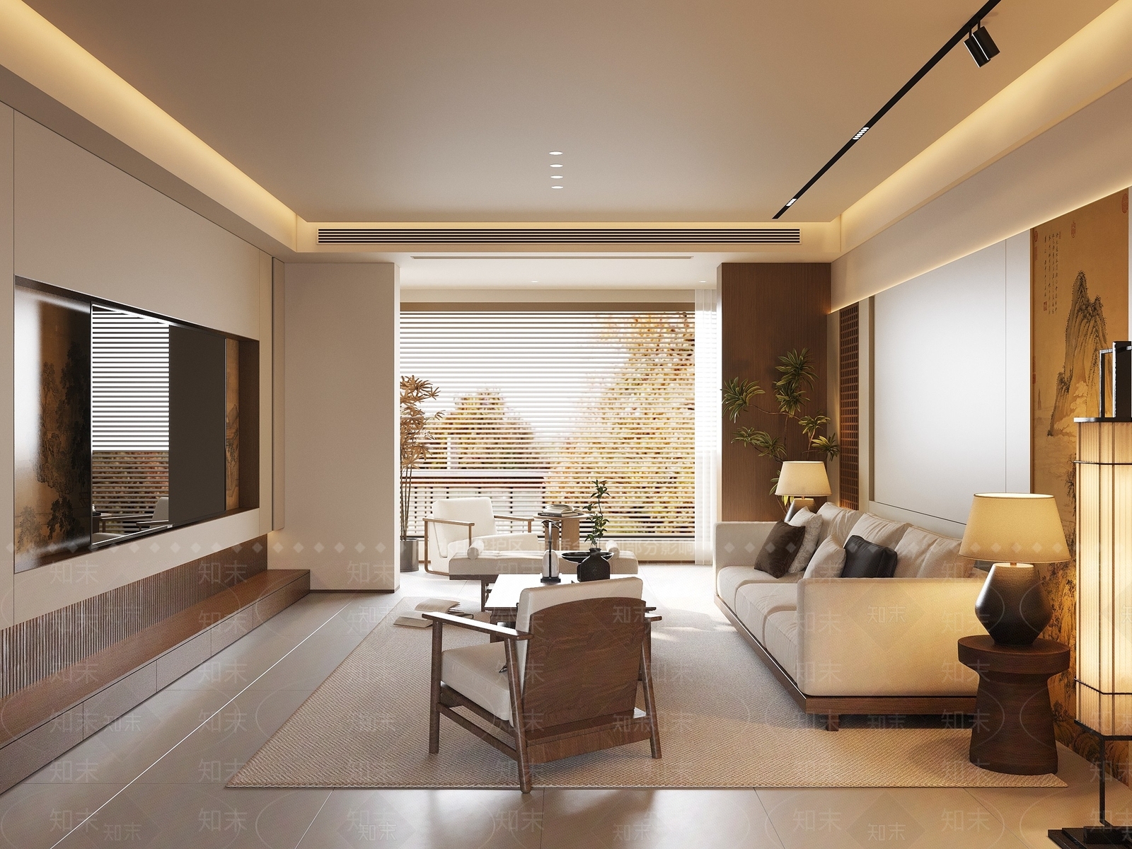 新中式禅意家居客厅3D模型下载【ID:1203461262】