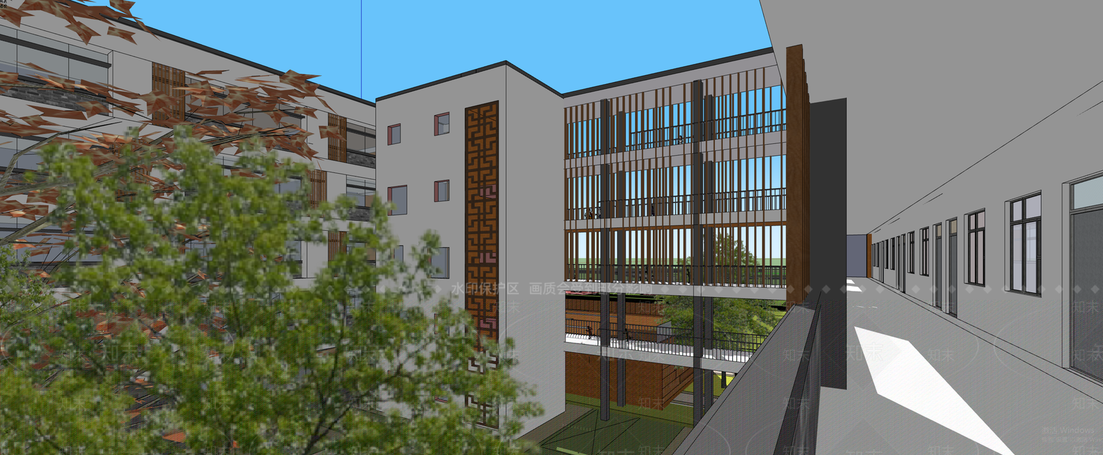 现代学校建筑SU模型下载【ID:1203462689】