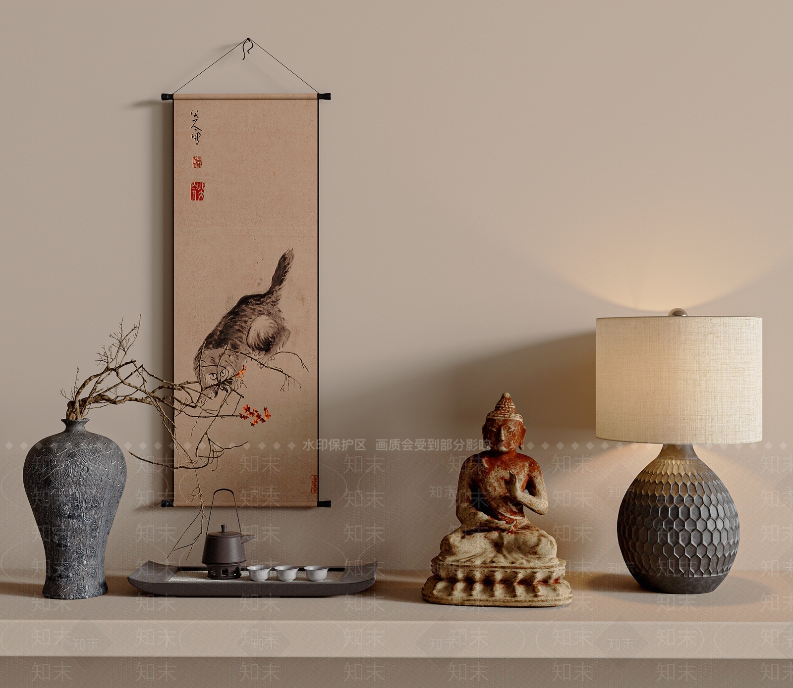 新中式中式摆件组合3D模型下载【ID:1203463576】