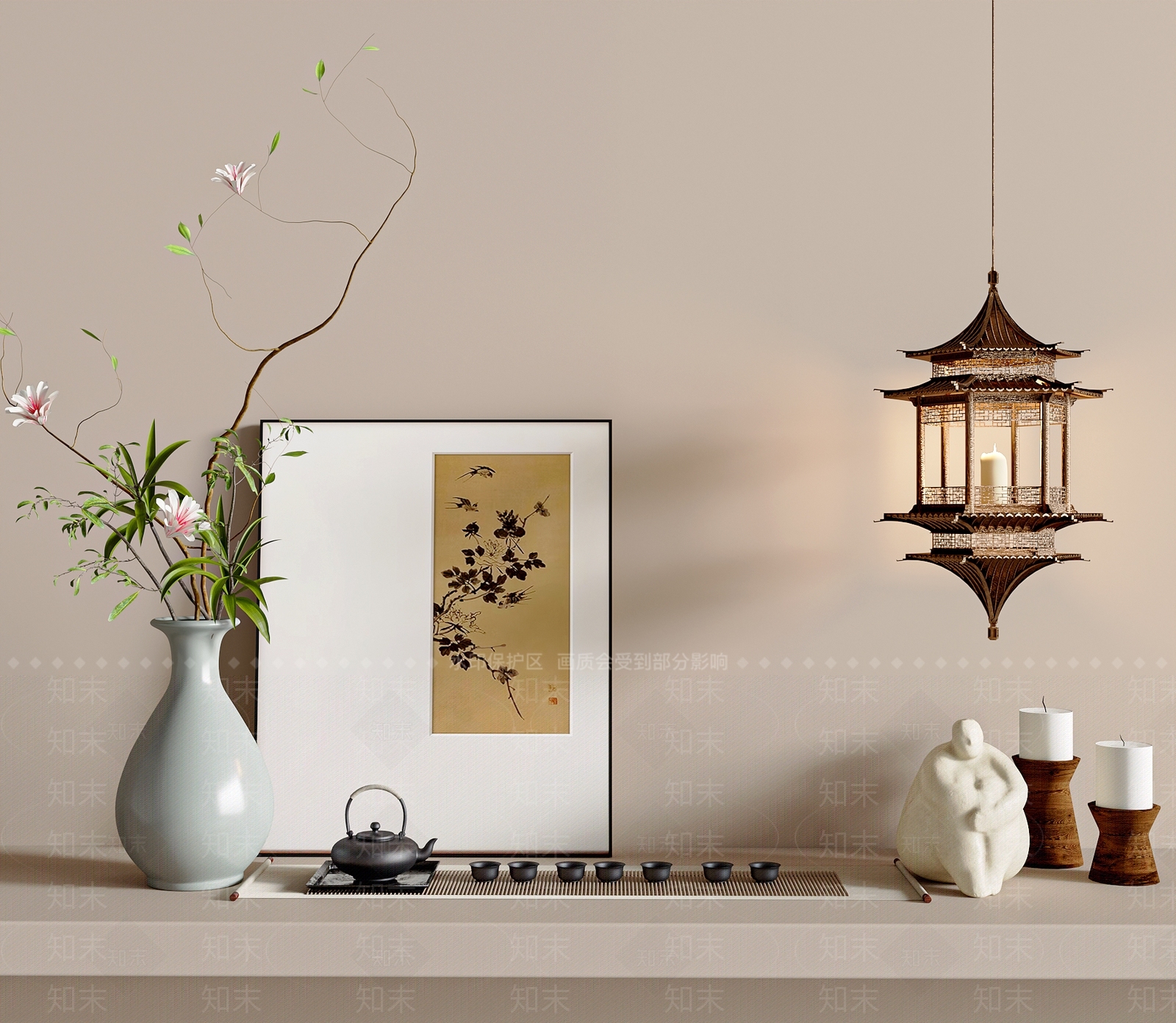 新中式中式摆件组合3D模型下载【ID:1203463613】