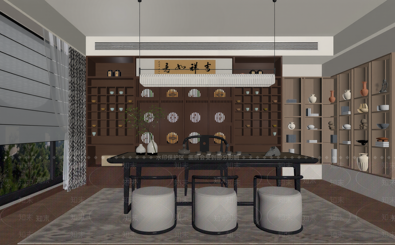 新中式中式茶室SU模型下载【ID:1203713266】