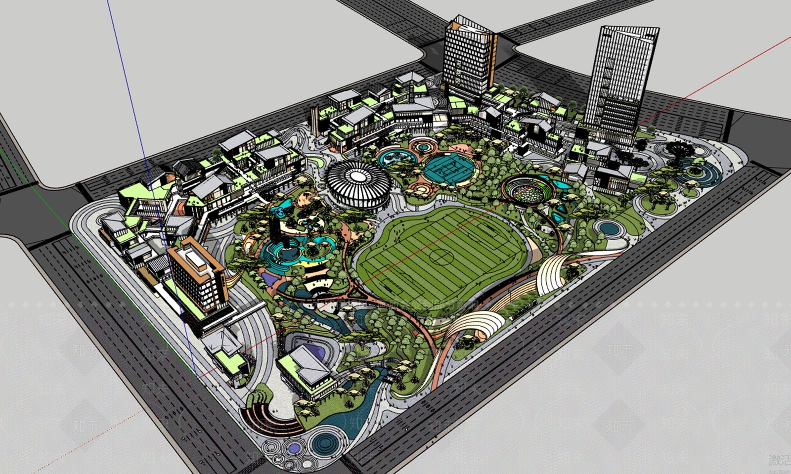 现代体育建筑SU模型下载【ID:1204878916】
