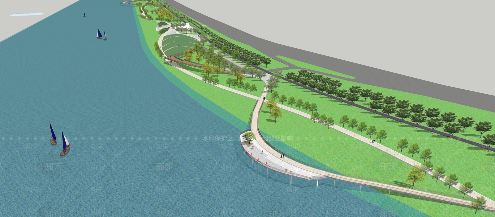 现代滨水景观SU模型下载【ID:1203465375】