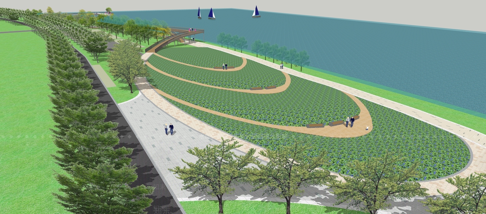 现代滨水景观SU模型下载【ID:1203465375】