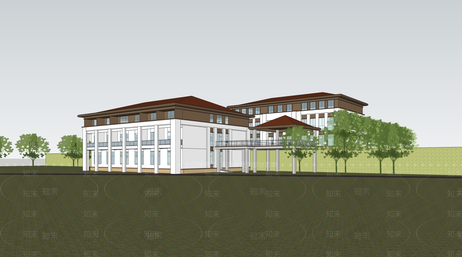 新中式现代小公建SU模型下载【ID:1203465901】