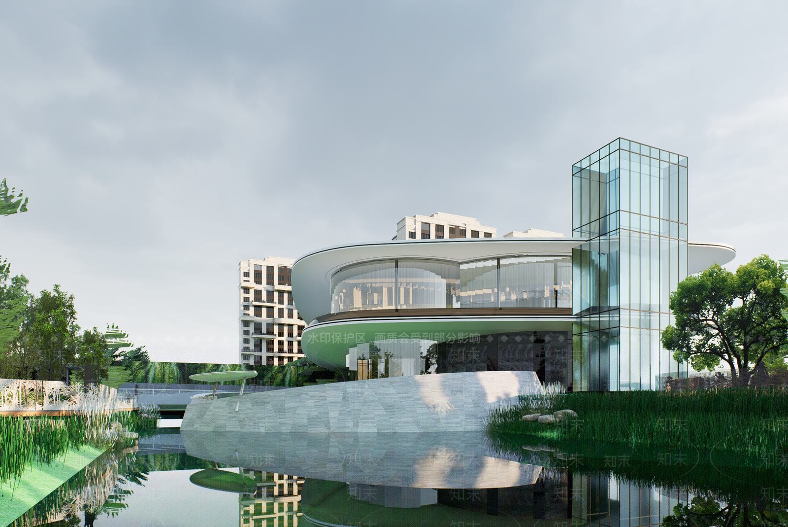 现代售楼处建筑SU模型下载【ID:1203465714】