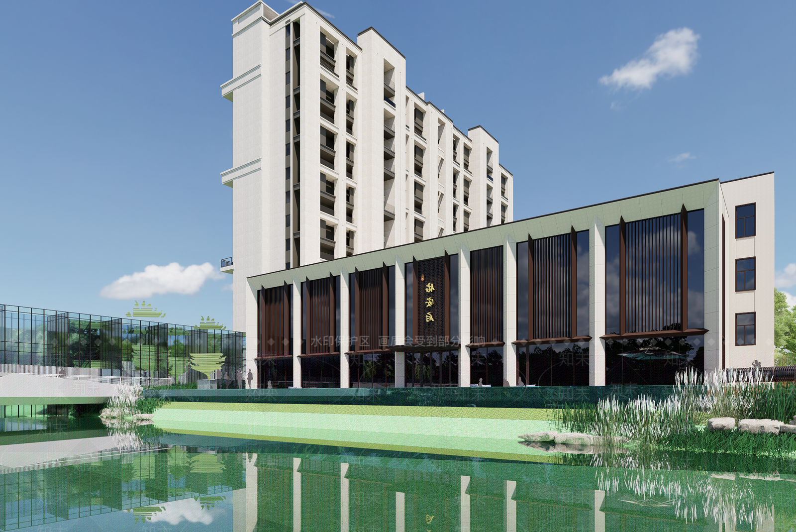 现代新中式售楼处建筑SU模型下载【ID:1203466176】