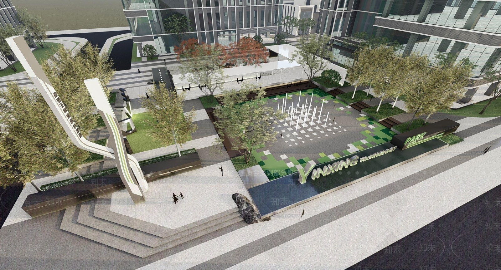 现代办公园区景观SU模型下载【ID:1203466420】