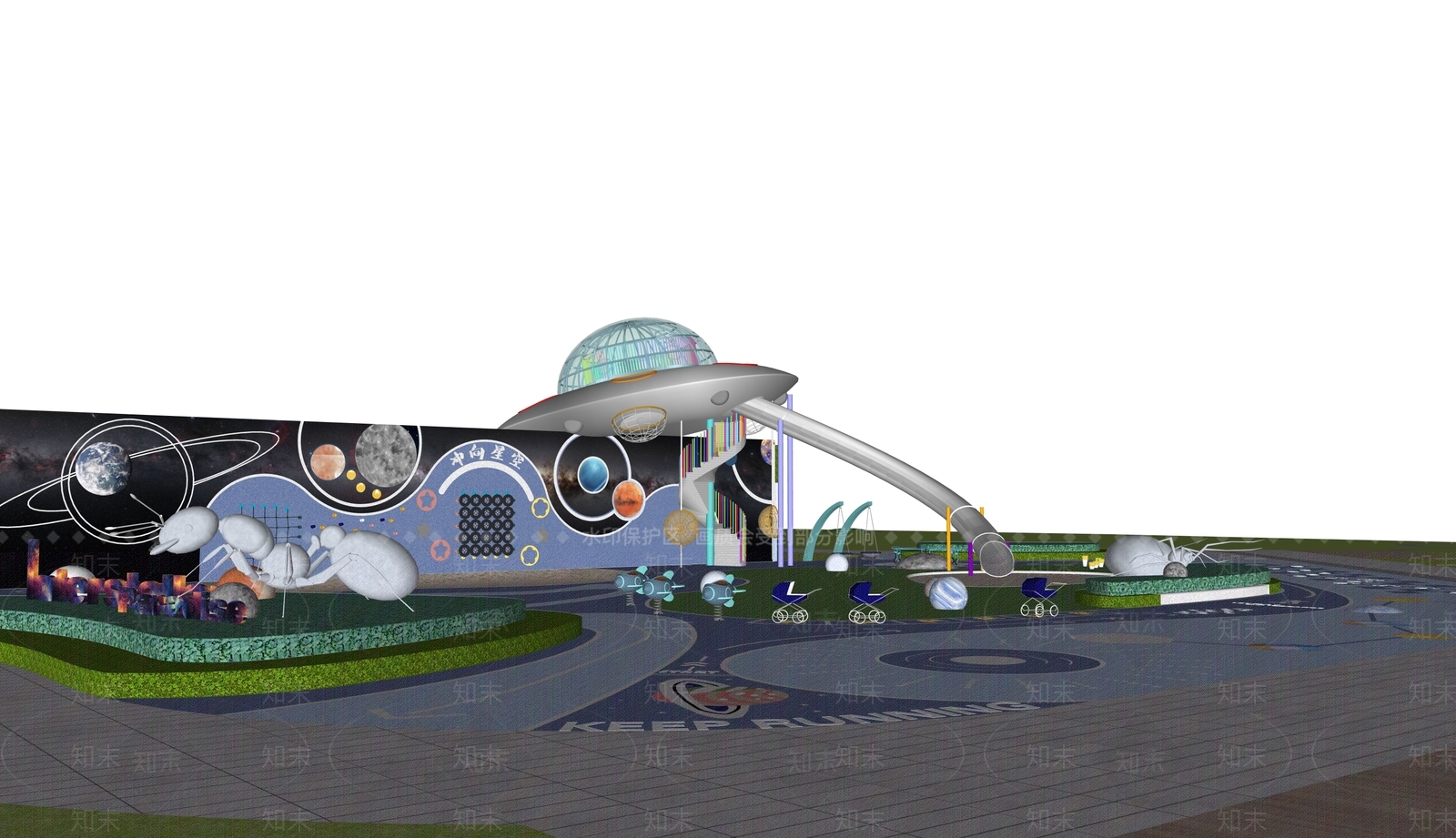 现代儿童游乐空间SU模型下载【ID:1203466445】