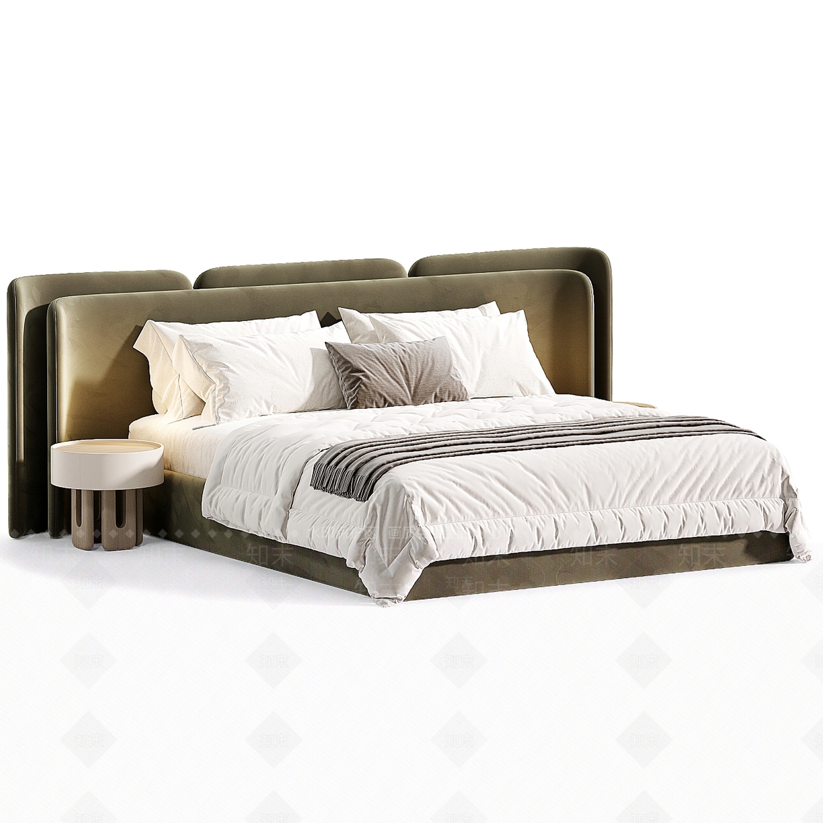 现代欧式双人床3D模型下载【ID:1203468683】