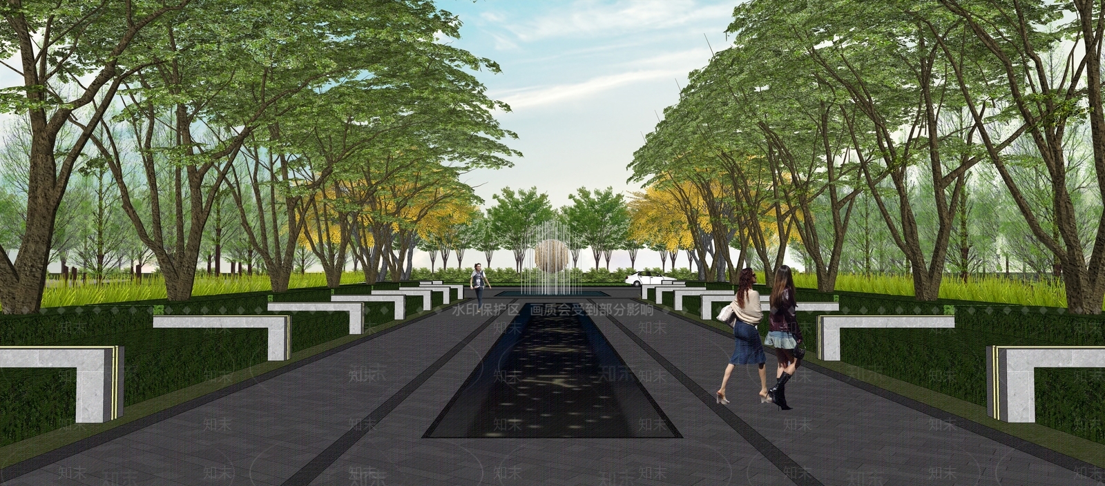 现代景观公园SU模型下载【ID:1203468731】