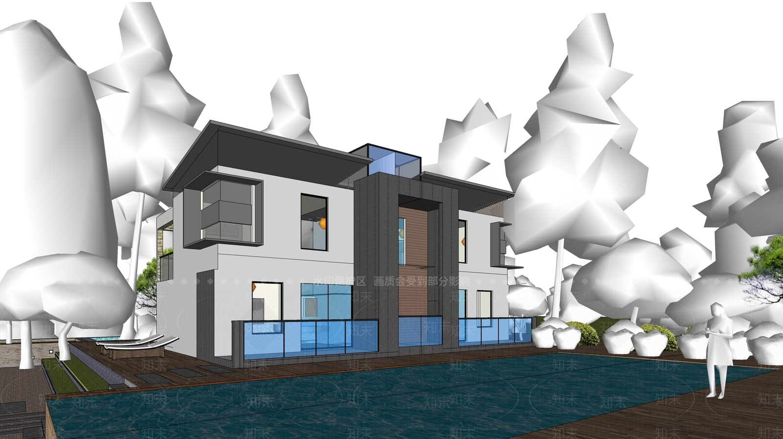 现代民宿建筑SU模型下载【ID:1203474133】