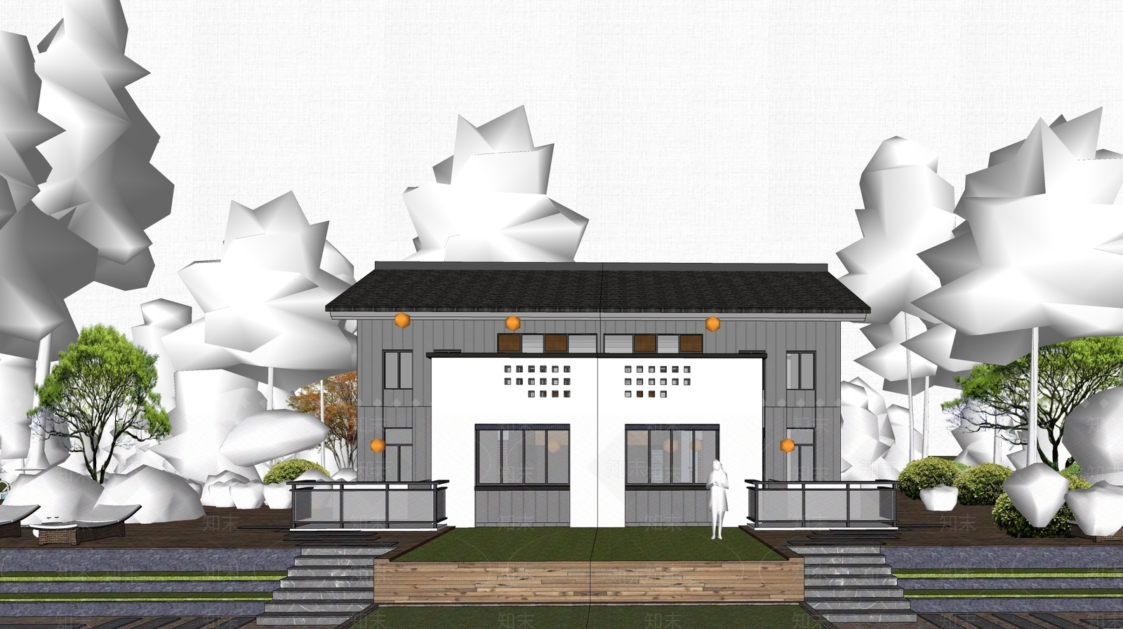现代乡村民房SU模型下载【ID:1203475342】