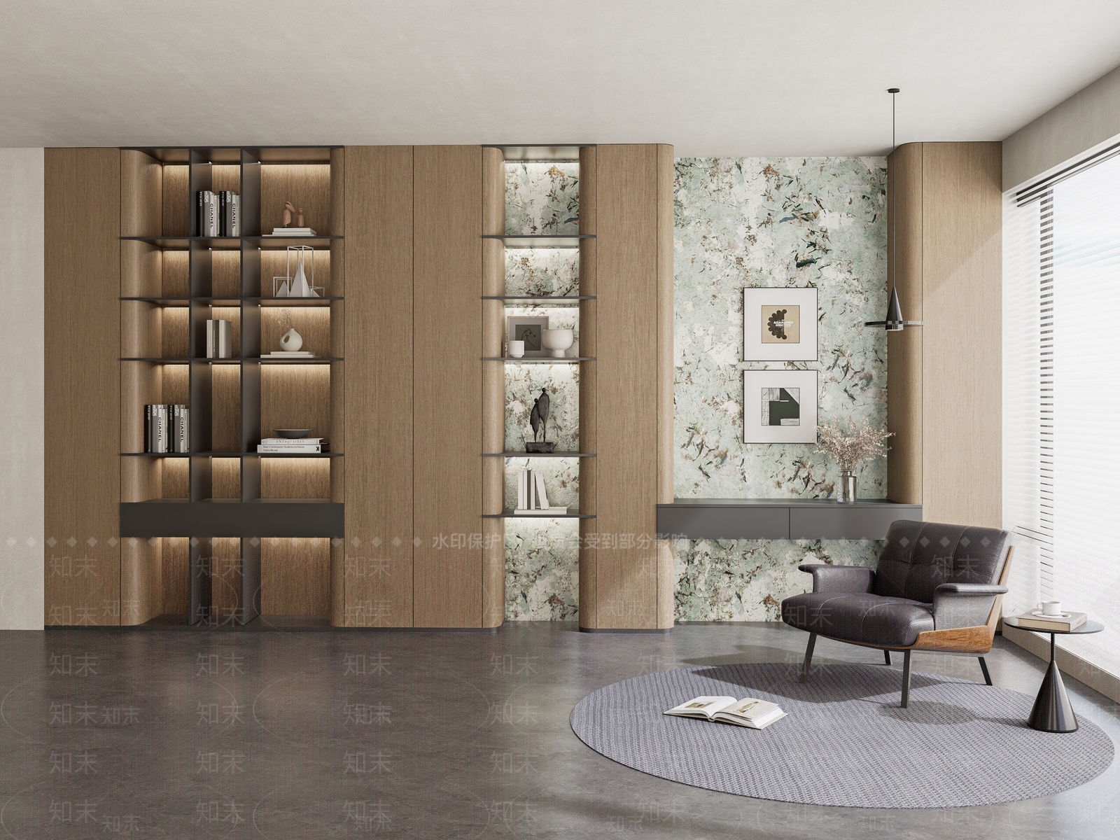 现代意式书柜SU模型下载【ID:1203475790】