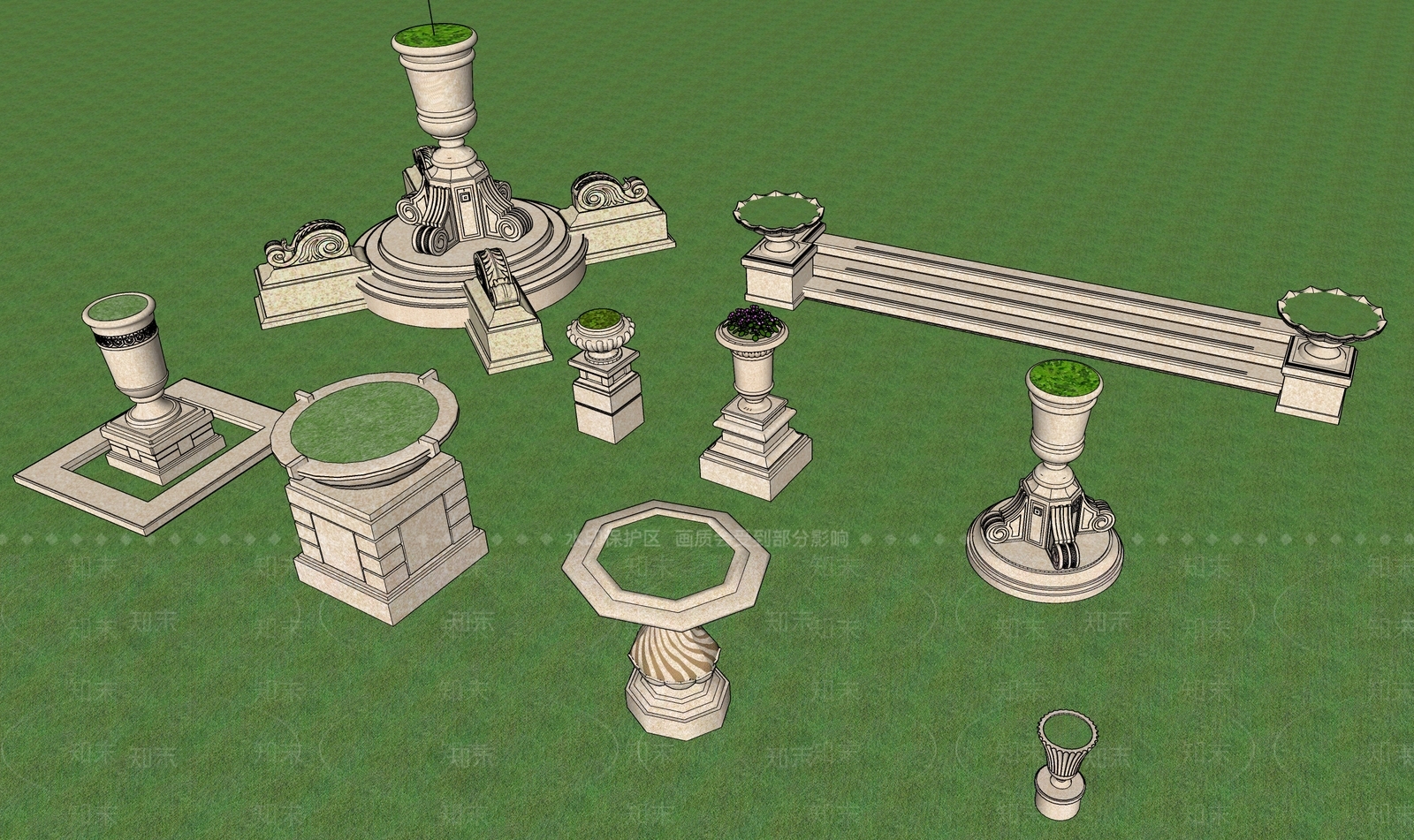 欧式轻奢花钵花器SU模型下载【ID:1203477713】