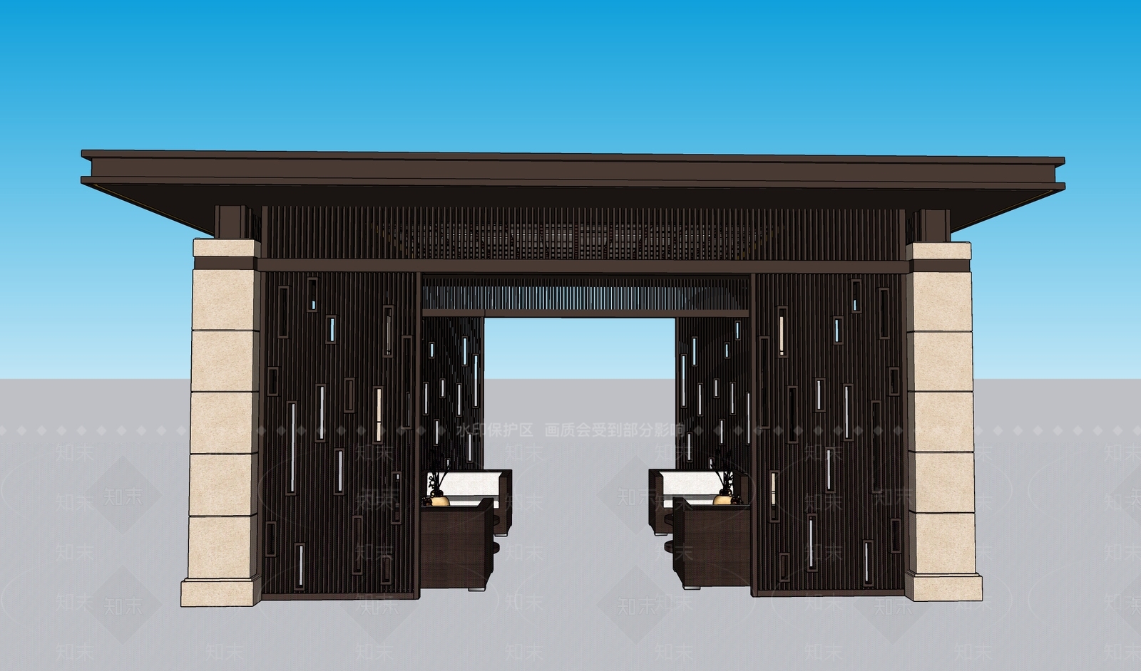 现代新中式亭子SU模型下载【ID:1203479134】