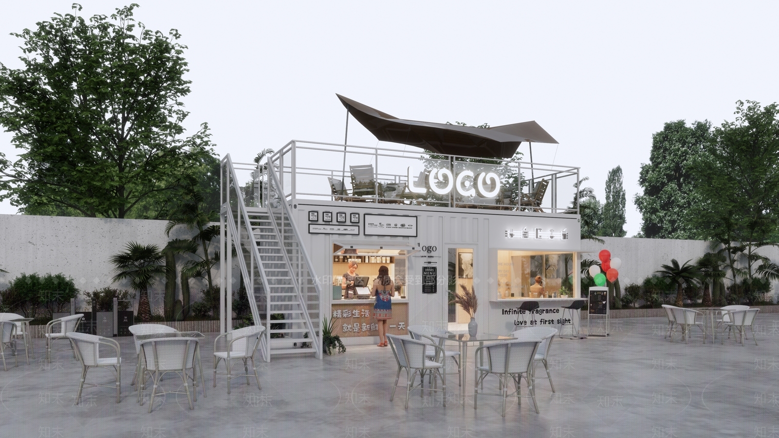 现代餐饮建筑SU模型下载【ID:1203480484】