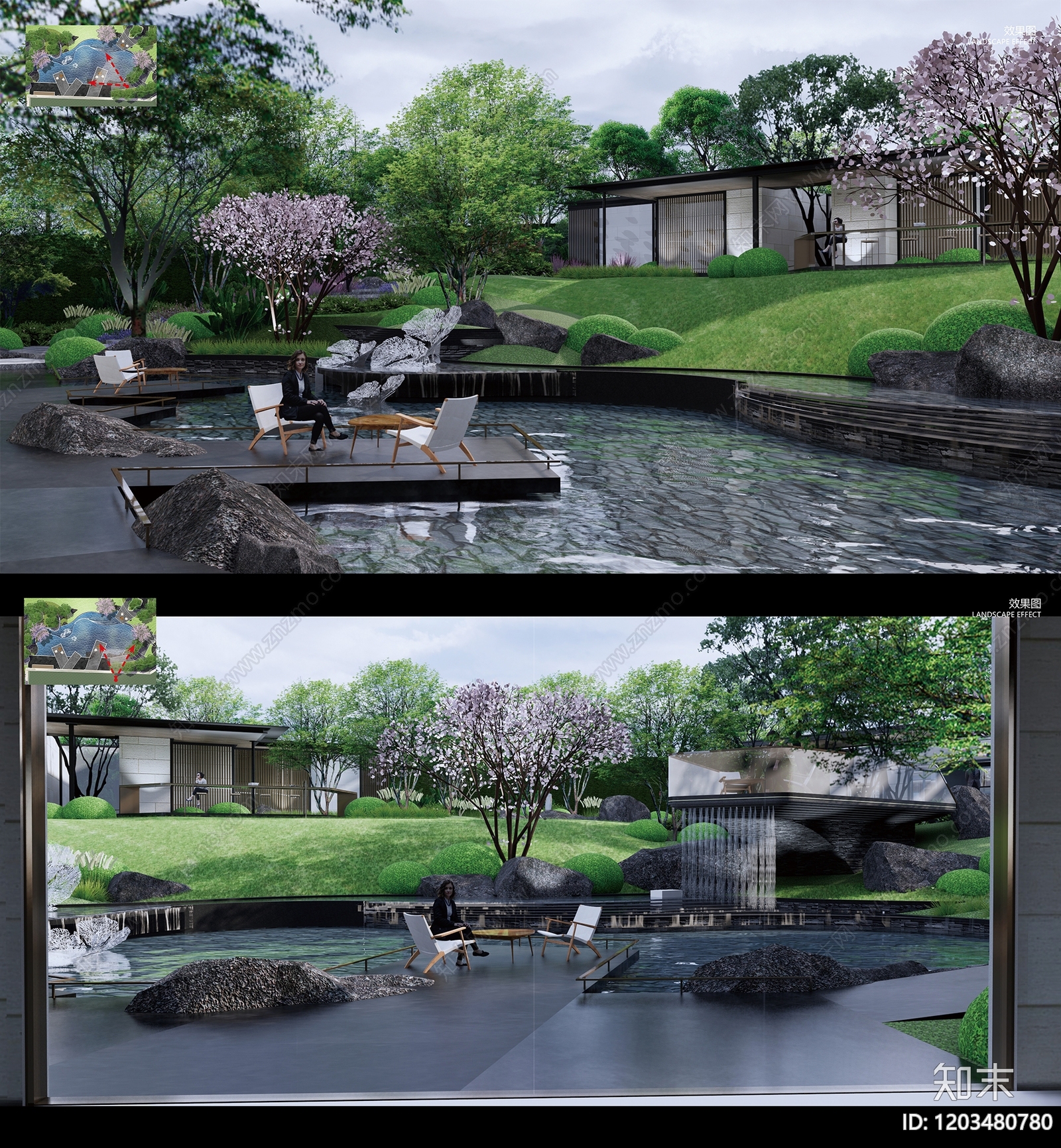 现代新中式示范区景观下载【ID:1203480780】