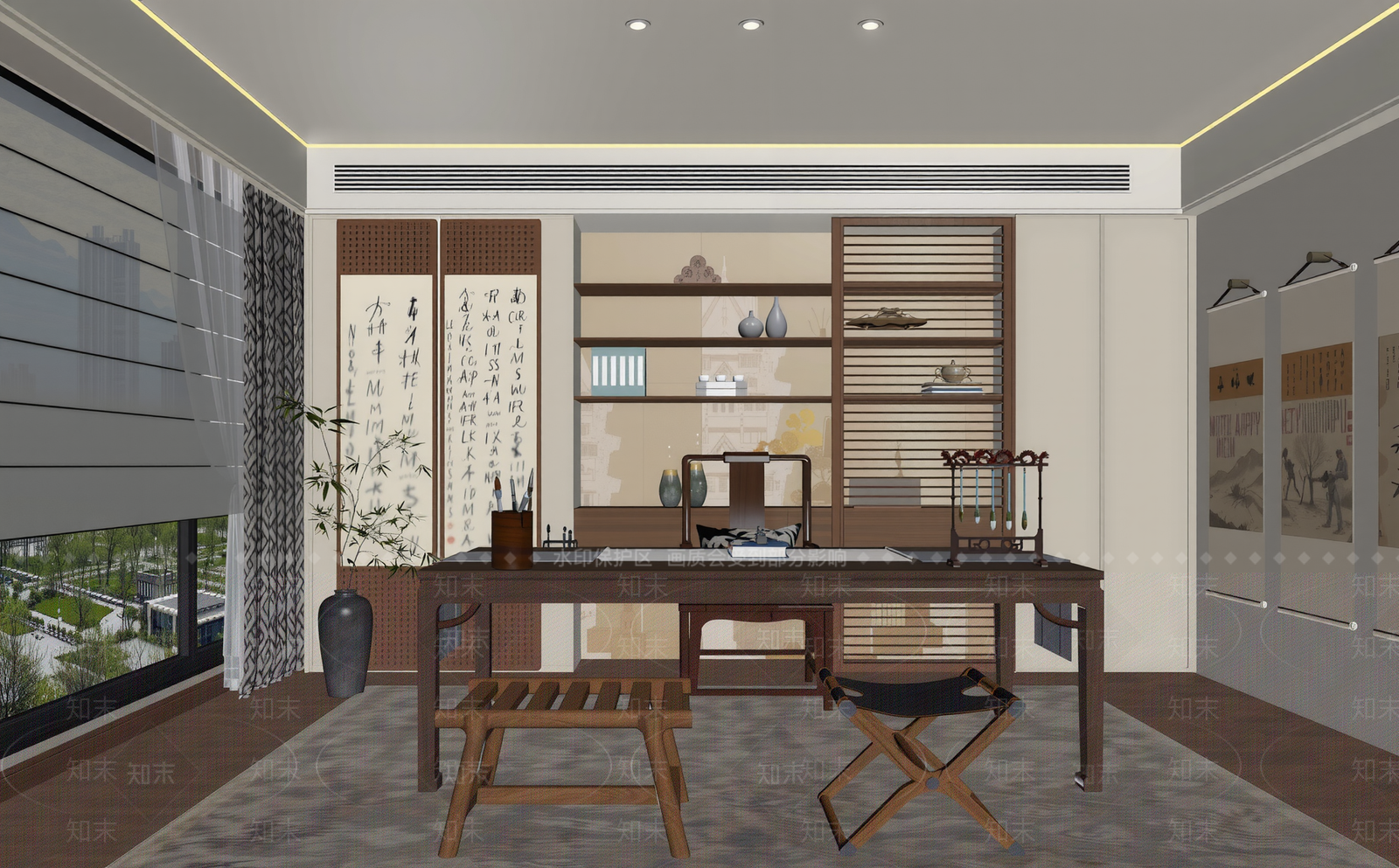 新中式中式茶室SU模型下载【ID:1203713289】