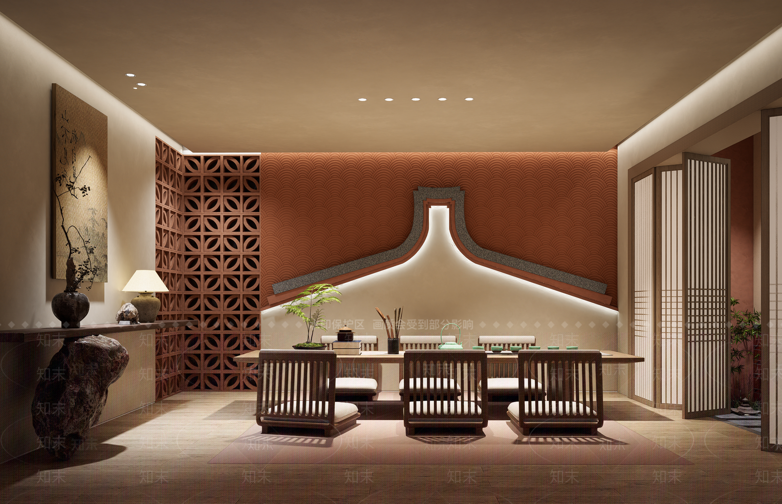 新中式中式茶餐厅SU模型下载【ID:1203481129】