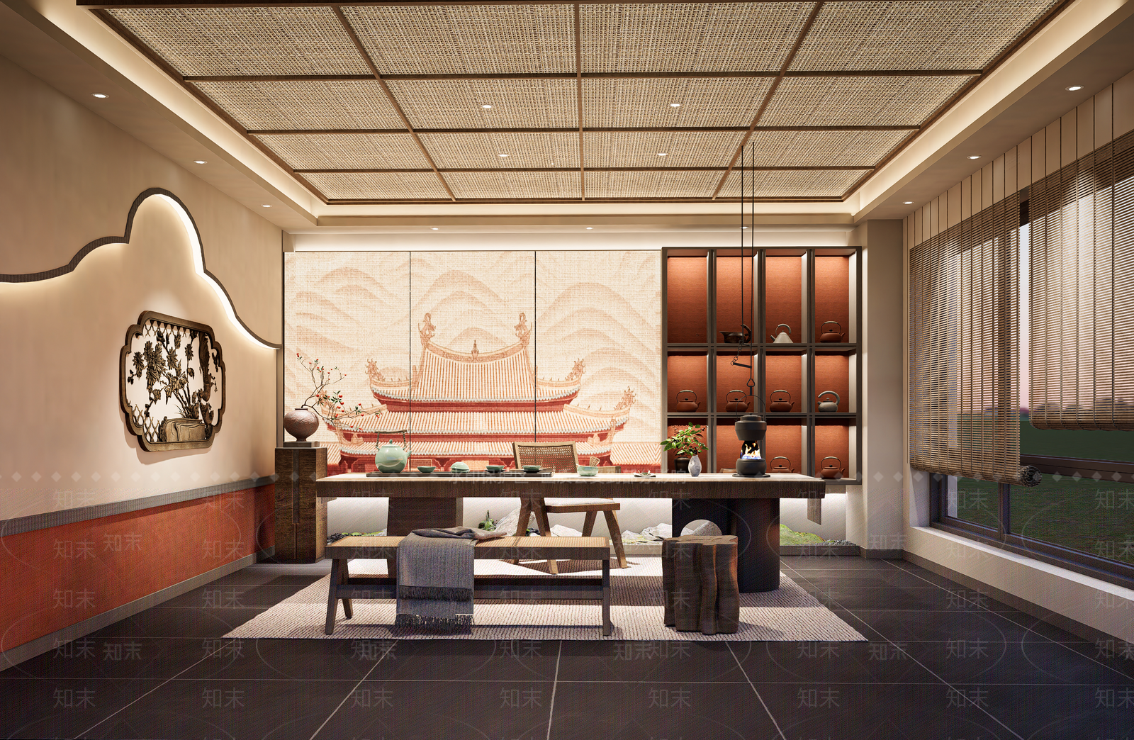 新中式中式茶餐厅SU模型下载【ID:1203906294】