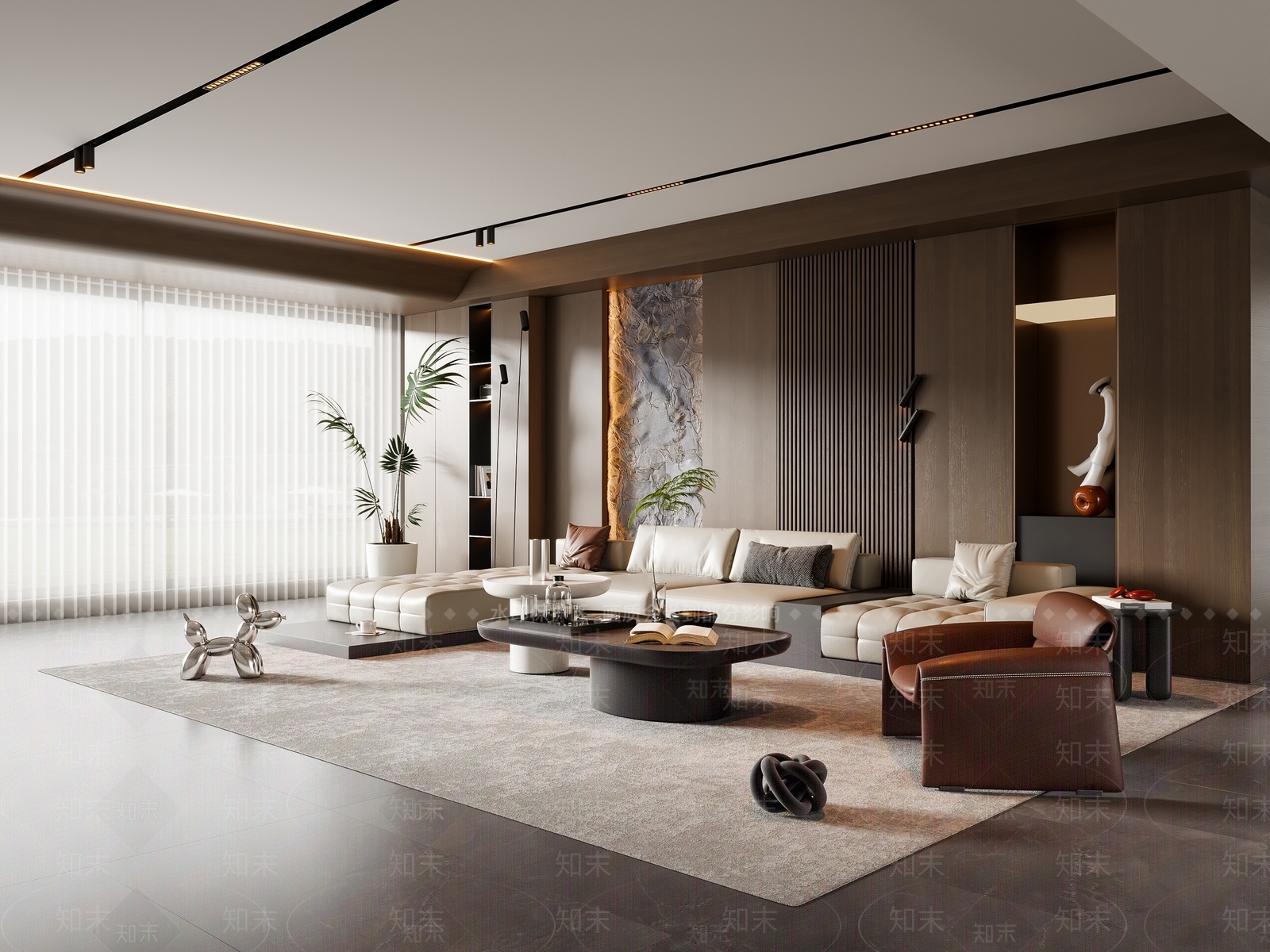 现代意式家居客厅3D模型下载【ID:1203484370】