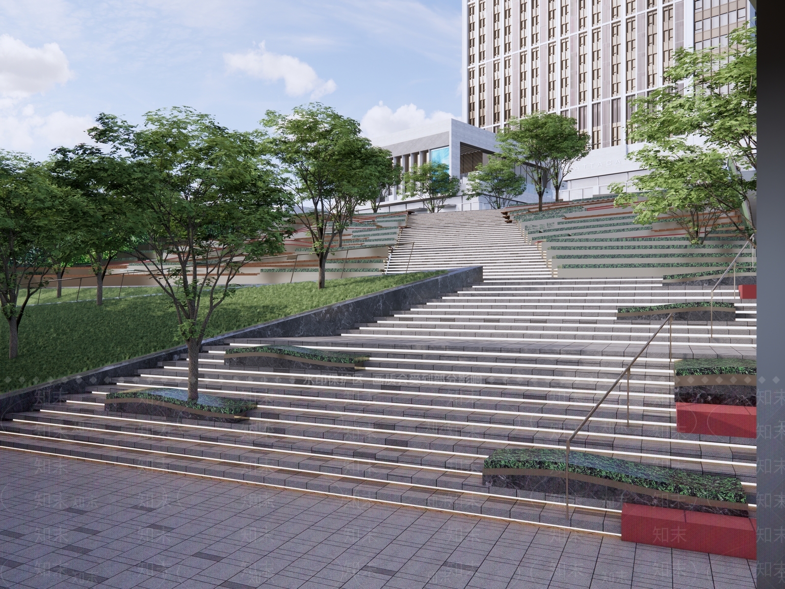 现代台阶景观SU模型下载【ID:1203484848】