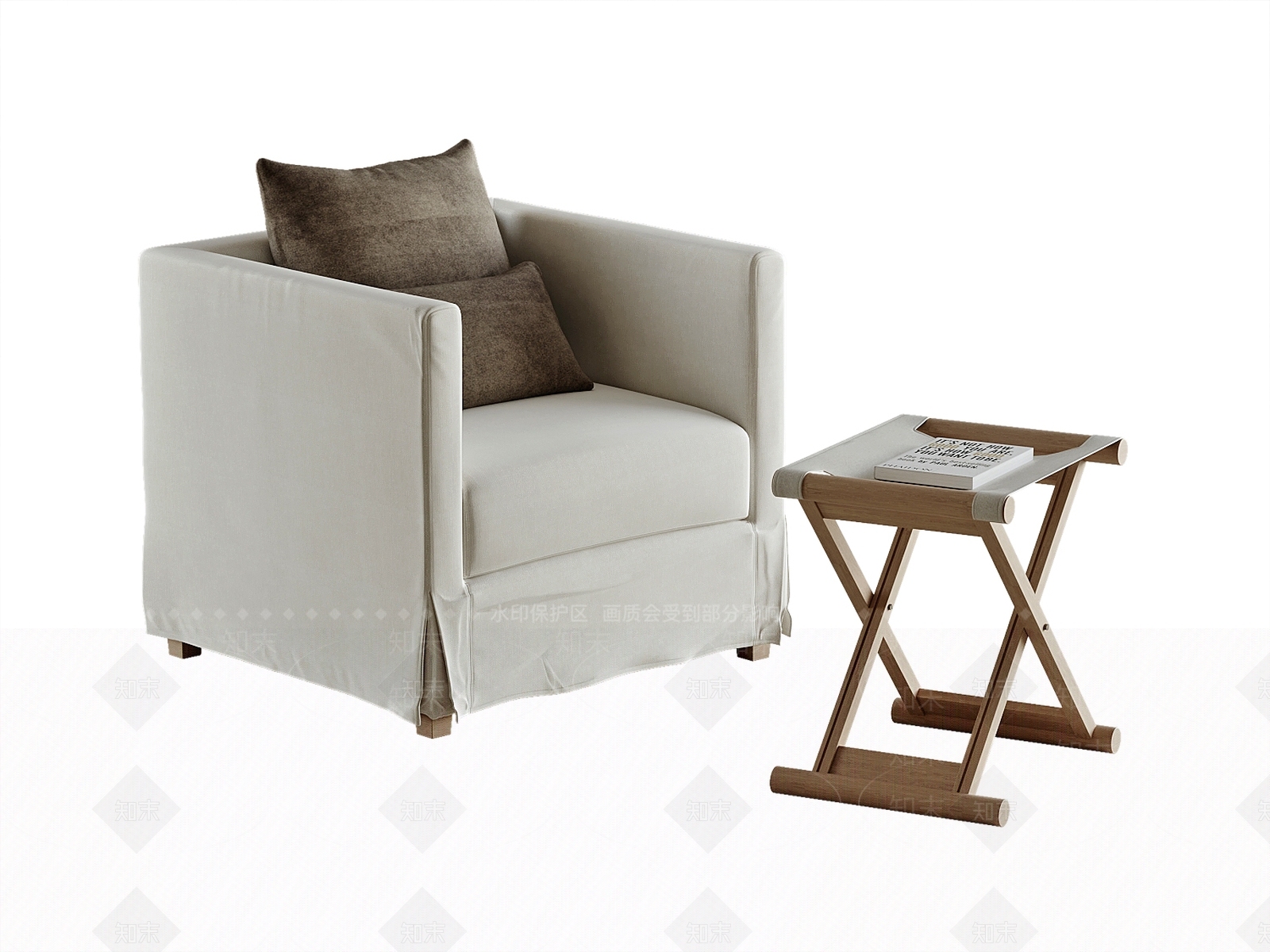 侘寂现代单人沙发3D模型下载【ID:1203485976】