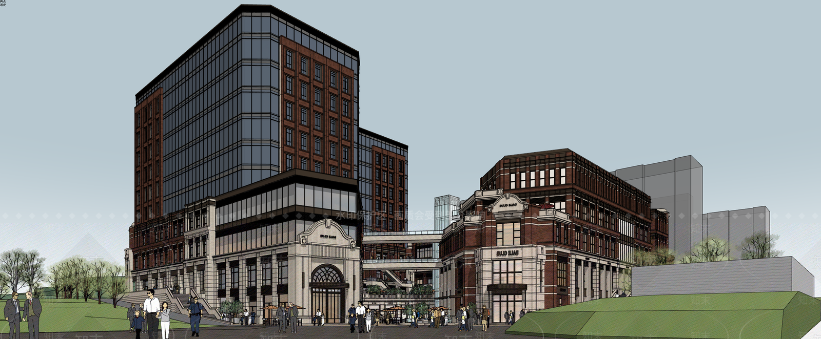 欧式商业街SU模型下载【ID:1203486427】