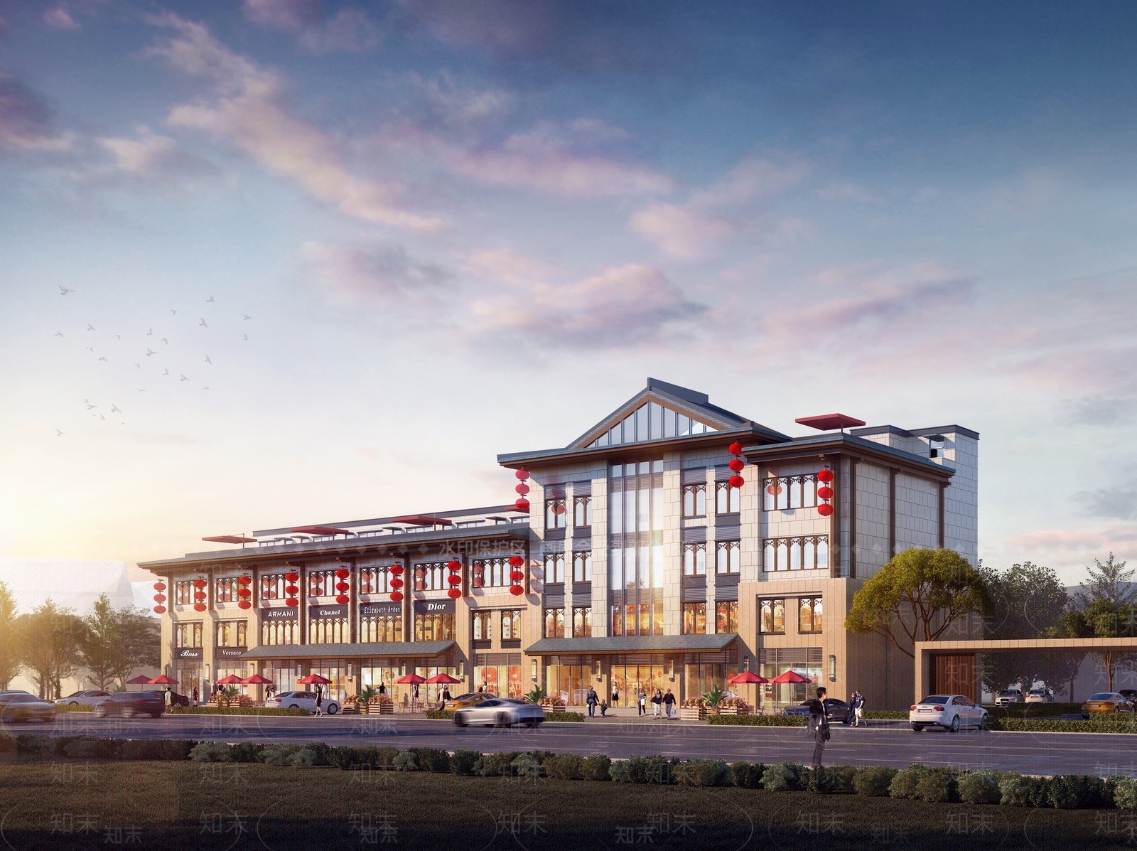 新中式中式商业街SU模型下载【ID:1203487073】