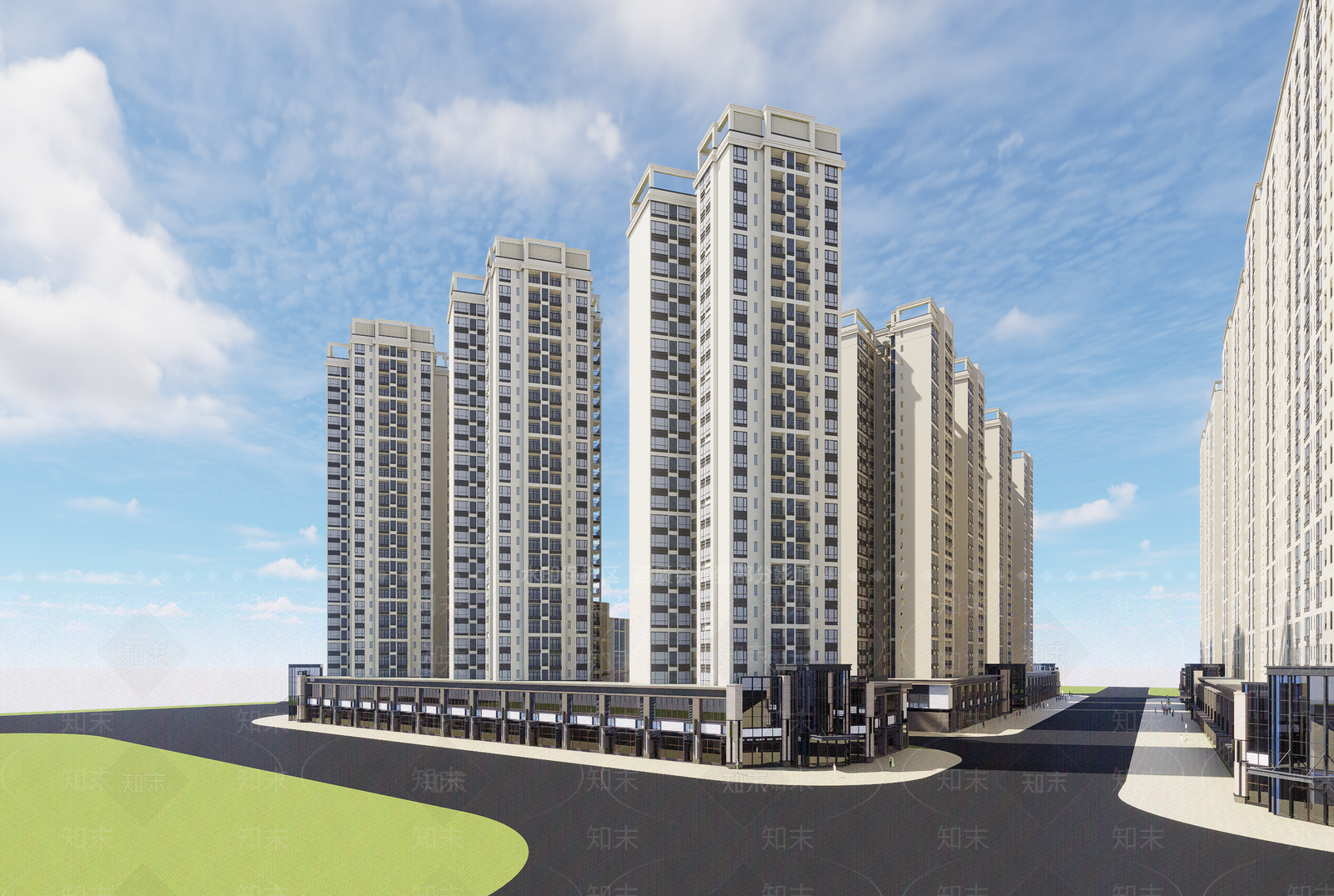 现代高层住宅SU模型下载【ID:1203488145】