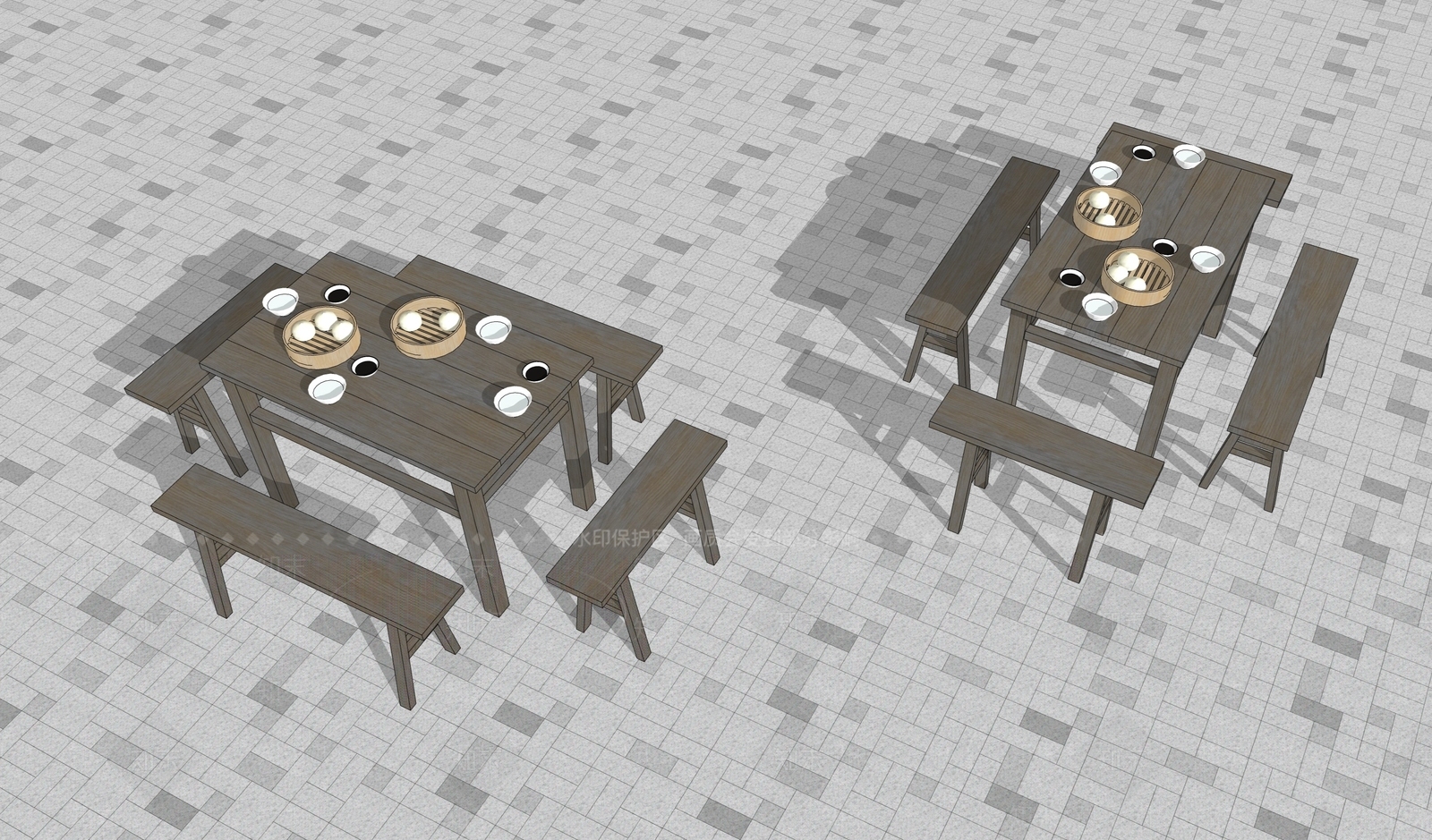 中式餐桌SU模型下载【ID:1203488587】