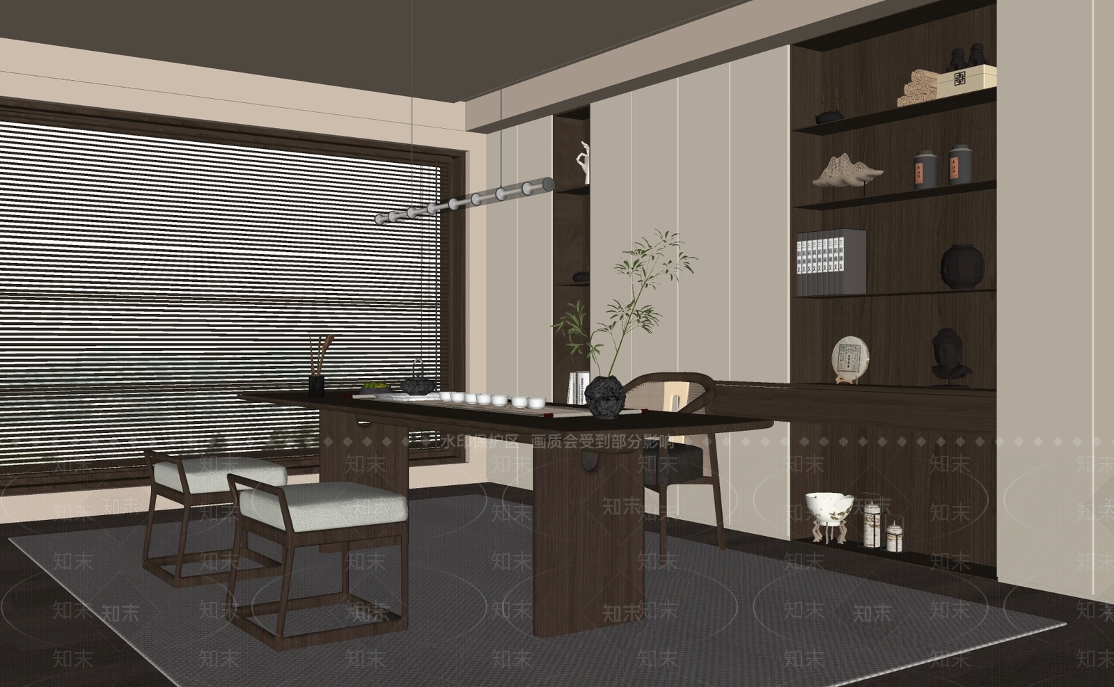 新中式中式茶室SU模型下载【ID:1203488865】