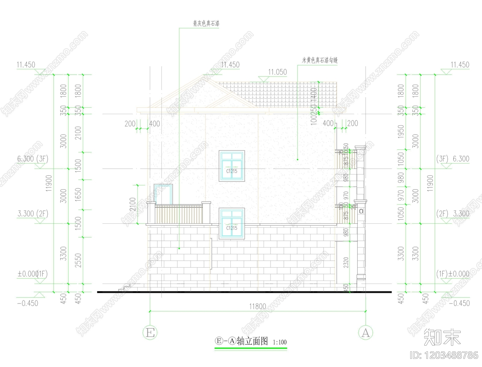 现代中式别墅建筑cad施工图下载【ID:1203488786】