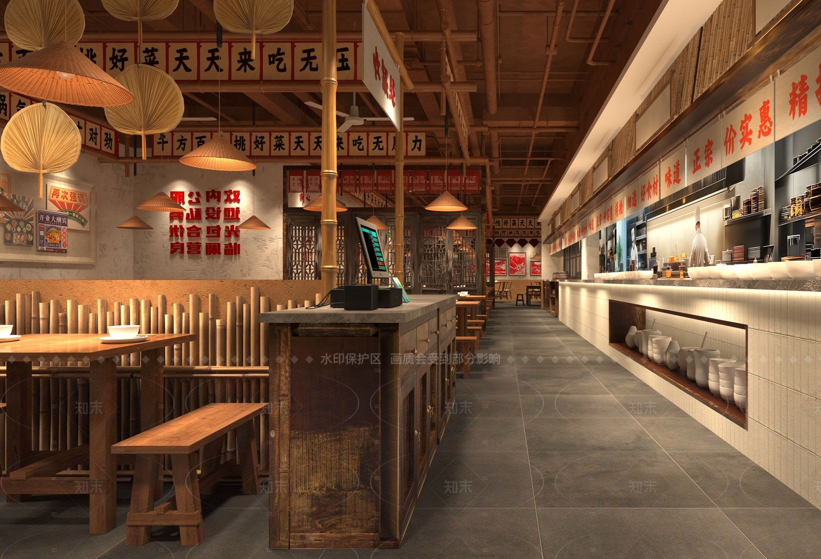 工业中餐厅3D模型下载【ID:1206041633】