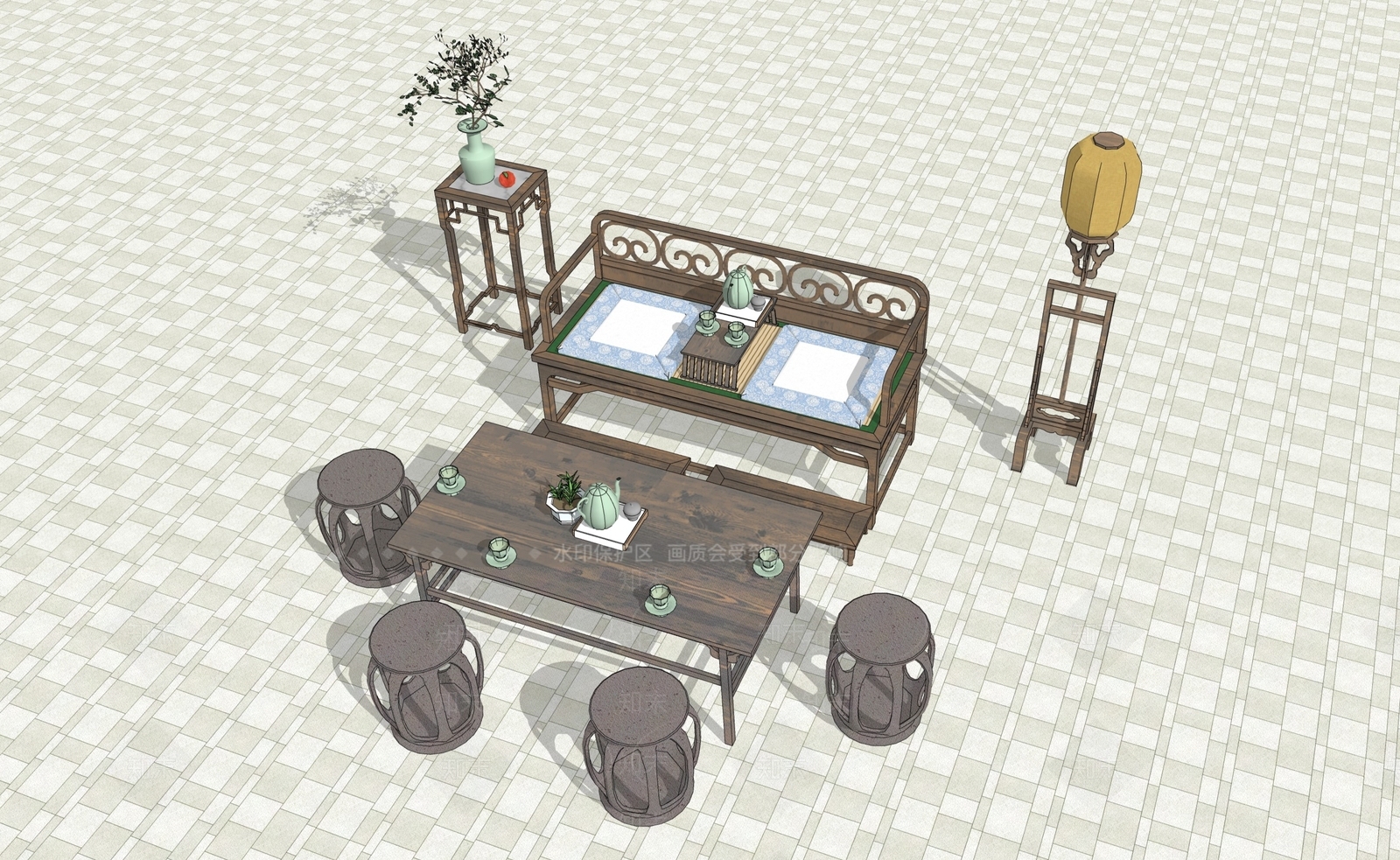中式其他桌子SU模型下载【ID:1203488978】