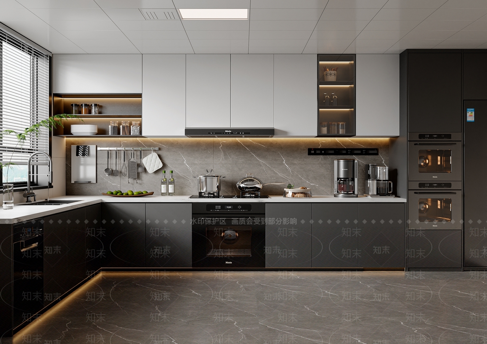 现代简约开放式厨房3D模型下载【ID:1203490358】