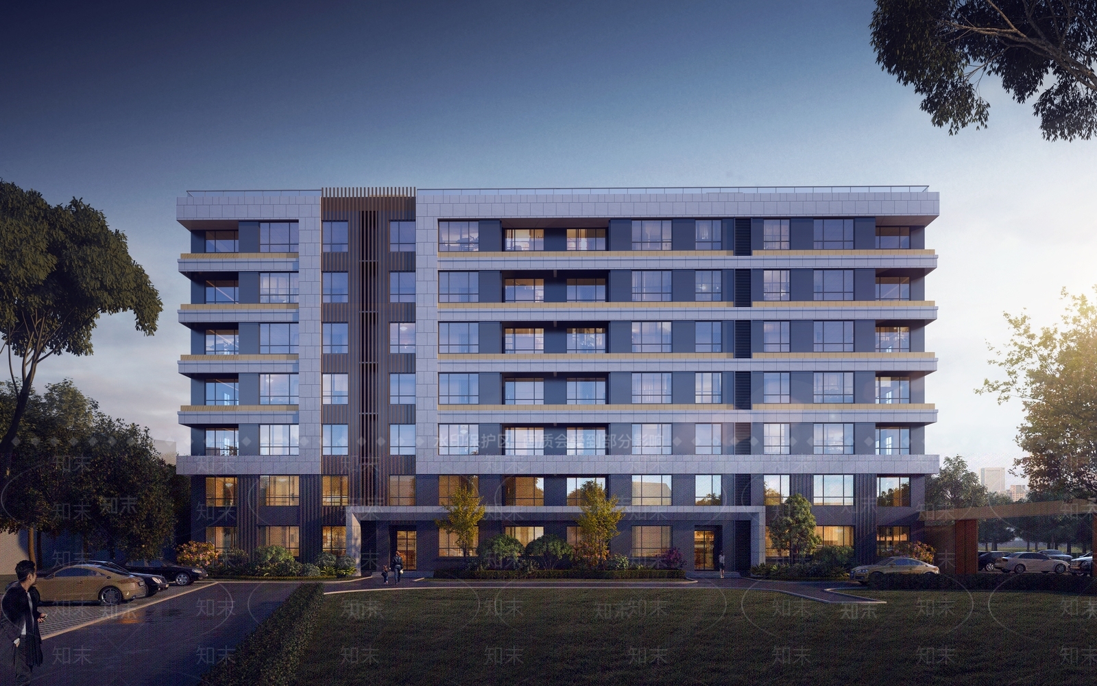 现代简约办公楼SU模型下载【ID:1203490613】