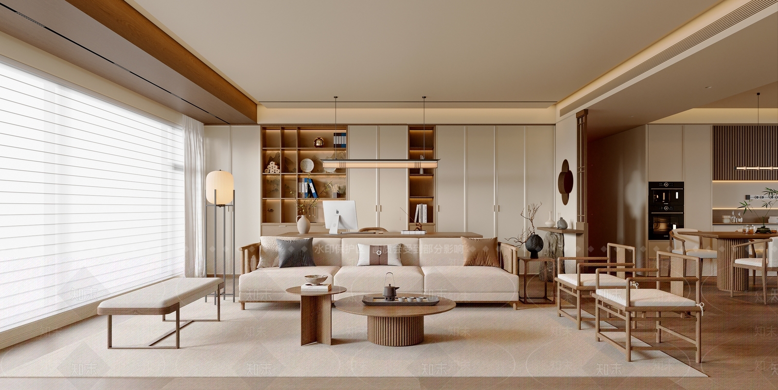 新中式中式宋式客餐厅3D模型下载【ID:1203490686】