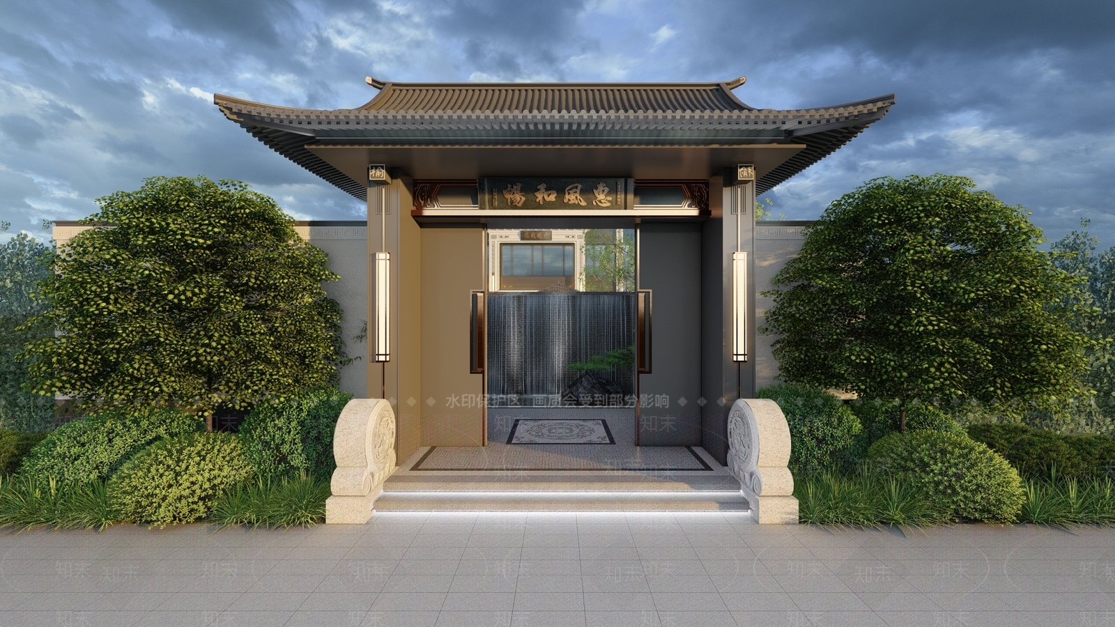 新中式禅意乡村庭院SU模型下载【ID:1203491639】